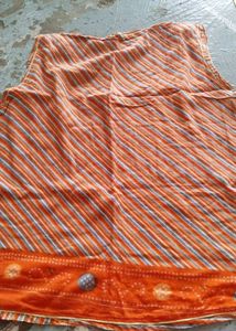 Orange Striped Lehenga Choli Set