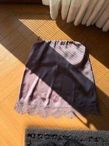 ZARA Satin Top with Lace Trim