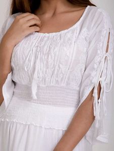 White Chikankari Embroidered Blouse / Coquette Top