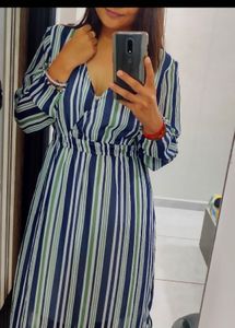 Striped Maxi Dress with Elastic Waist