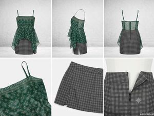 Sheer Printed Cami Top with mini skirt