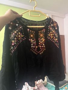 Embroidered Black Ethnic Blouse