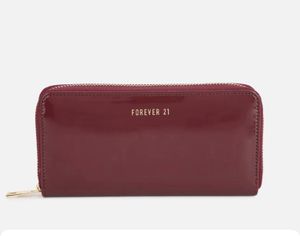 FOREVER 21 Women Maroon & Gold-Toned Zip Detail PU