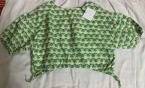 Green Patterned Crop Top