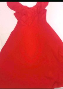 party wear red frock with beautiful condition