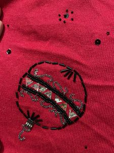 Vintage Festive Embellished Red Cardigan