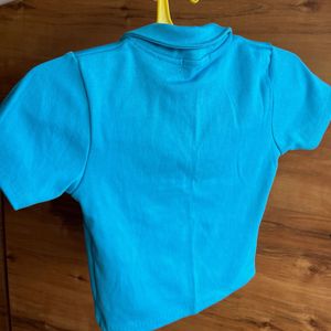 Bright Blue Cropped Polo Shirt
