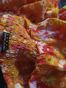 Floral Smocked Crop Top with Tie Detail