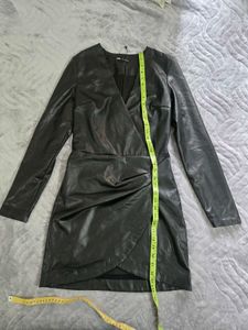 zara Faux Leather Wrap Dress bust 32 waist 28