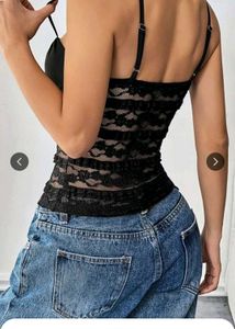 Sheer Black Lace Corset Top