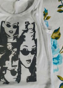 Graphic Print White Tank Top