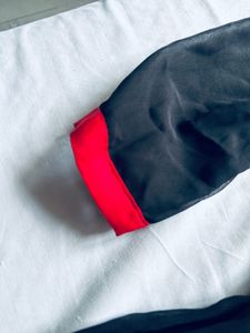 Elegant Black Kurta Set with Red Dupatta