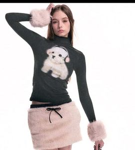 Cute Dog Graphic Turtleneck Top