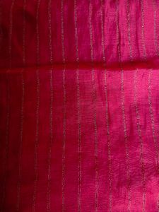 Elegant Red Saree with Golden Stripes