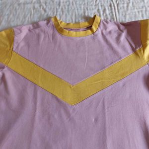 Pink and Yellow V-Neck T-Shirt