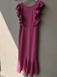 Chic Pink Ruffled Midi Dress