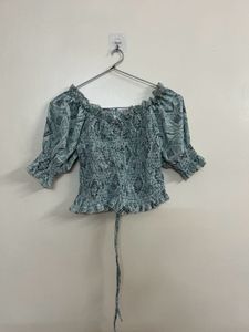 Smocked Off-Shoulder Puff Sleeve Top