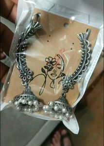 navratri Oxidized Silver Jhumka Earrings