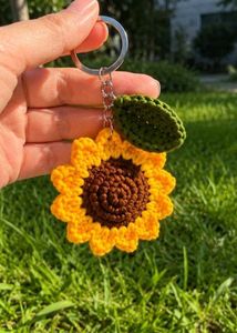 Handmade Crochet Sunflower Keychain