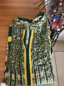 Green &amp; Yellow Printed Kurta