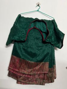Elegant Green Saree with Red Border