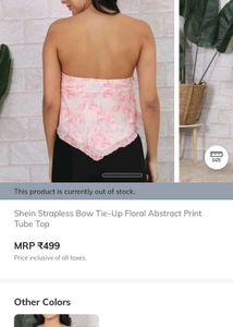 Pink Floral Strapless Tie Top