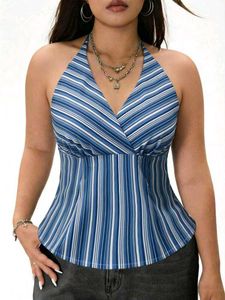 Chic Striped Halter Neck Top
