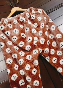 Women Cute Bear Print Wool Lounge Pants
