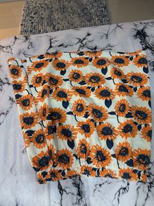 Sunflower Print Off-Shoulder Top