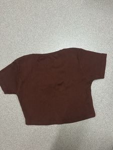 Brown Crop Top with Buttons
