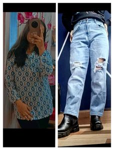 jeans & short kurti combo