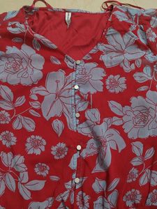 Red Floral Print Blouse