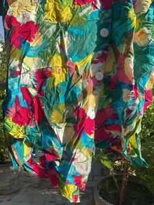 Vibrant Floral Print Button-Up Top