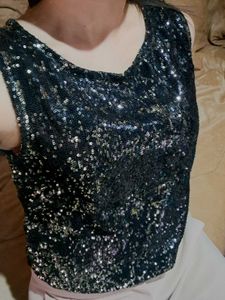 Sparkly Black Sequin Tank Top