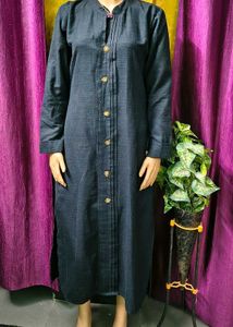 Elegant Black Kurta with Golden Buttons