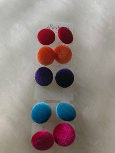 Colorful Velvet Stud Earrings Set