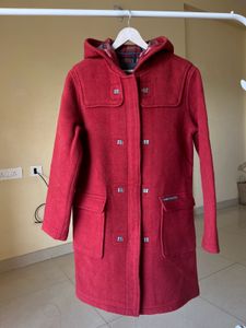 Red Wool Blend Duffle Coat