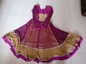 Stunning Purple &amp; Gold Anarkali Gown