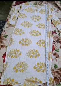 White &amp; Yellow Printed Kurta Set