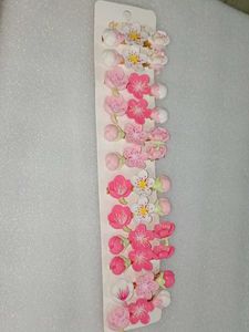 Cute Pink Flower Hair Clips Set pack of 12
