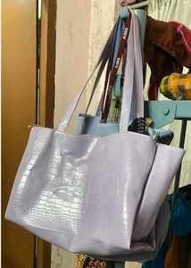lavender tote bag croc pattern