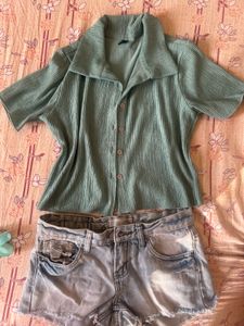 Cute Green Button-Down Shirt