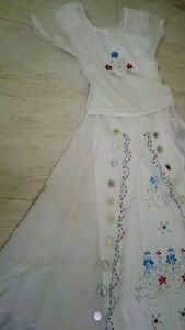 White Embroidered Skirt and Top Set