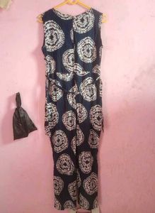 Stylish Navy Jumpsuit with White Print