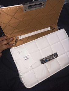 Lino Perros White Clutch Bag Sling Handbag Purse