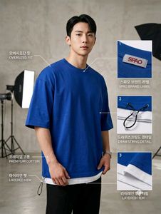 Spao oversized Drawstring layered hem tshirt