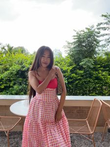 Pink Gingham Tiered Maxi Dress