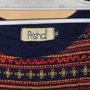 Embroidered Navy Blue Kurta
