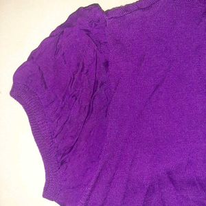 💜 MANGO SUIT Vibrant Purple Puff Sleeve Knit Top