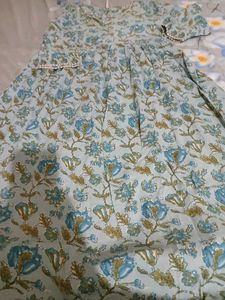 Blue Floral Block Print Kurta